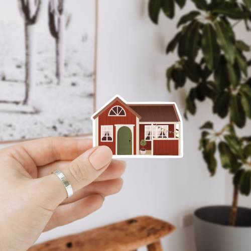 Sticker Schweden Haus Vinyl Aufkleber Schweden Kiss Cut - Sweden House Sticker - Aufkleber Wasserflasche - Abziehbild wa