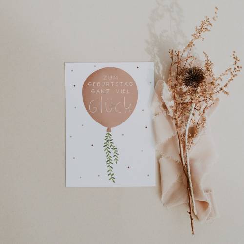 Geburtstagskarte Luftballon A6 Postkarte zum Geburtstag - "Zum Geburtstag für Glück" Karte Kinder 1. Geburtstag