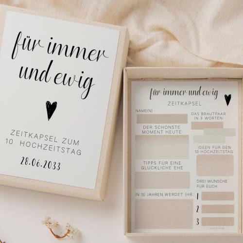 Zeitkapsel Hochzeit zum Ausfüllen minimal - Karten in A6 - kreative Alternative zum Gästebuch Fragekarten zum Ausfüllen