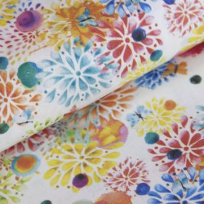 Baumwolldruck "Aquarellblumen", Digitaldruck, 140 cm breit, Meterware, Preis pro 0,5 lfdm