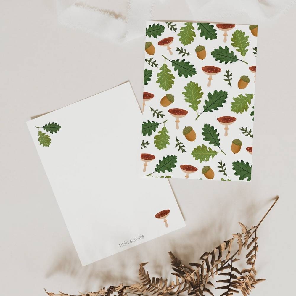 Postkarte Herbst Pattern Herbstliche Grußkarte Pilze - Illustrationen Herbst als Dankeskarte - Illustration Herbst Karte Bild 1