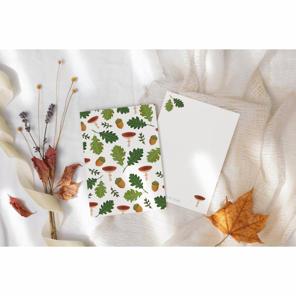 Postkarte Herbst Pattern Herbstliche Grußkarte Pilze - Illustrationen Herbst als Dankeskarte - Illustration Herbst Karte Bild 5