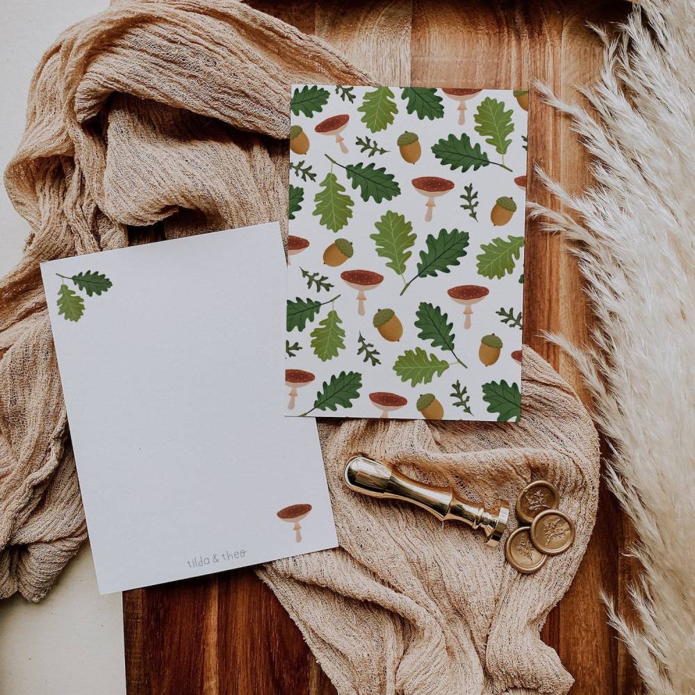 Postkarte Herbst Pattern Herbstliche Grußkarte Pilze - Illustrationen Herbst als Dankeskarte - Illustration Herbst Karte Bild 6