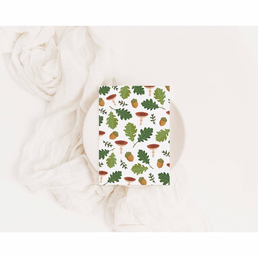 Postkarte Herbst Pattern Herbstliche Grußkarte Pilze - Illustrationen Herbst als Dankeskarte - Illustration Herbst Karte Bild 7