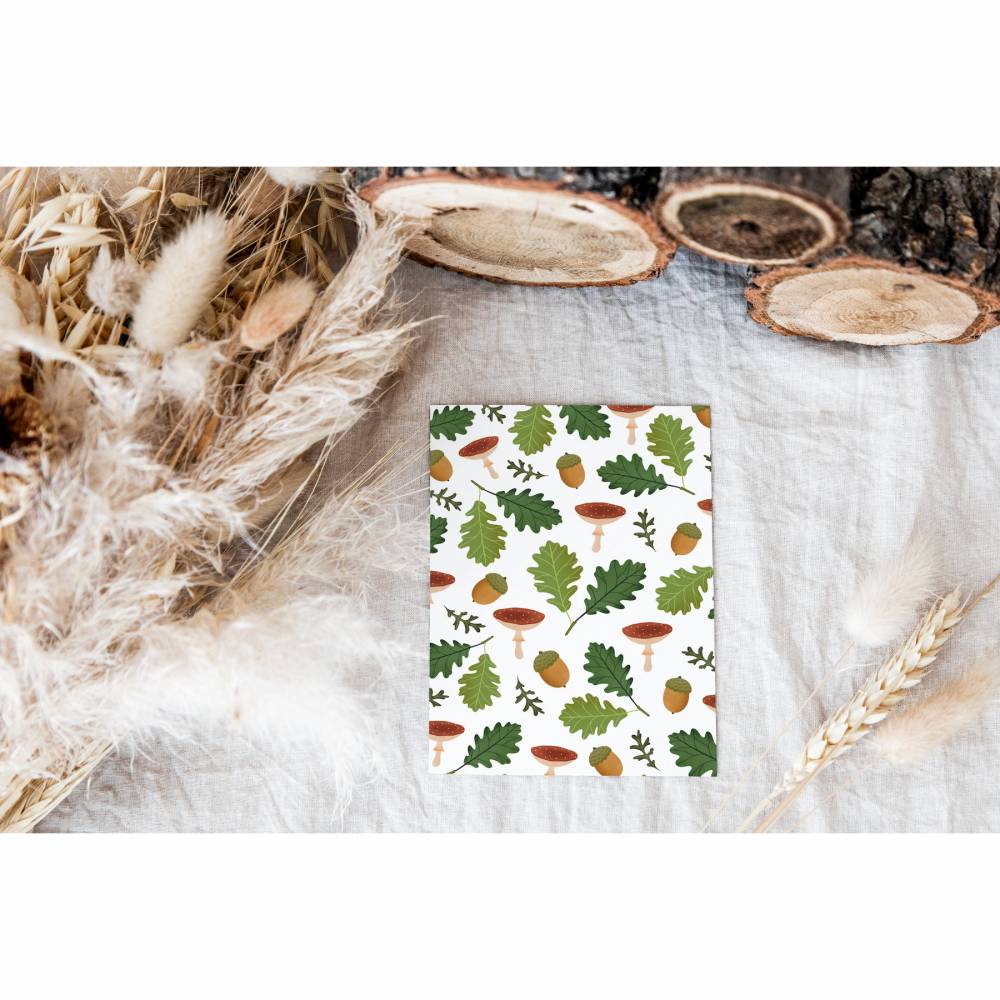 Postkarte Herbst Pattern Herbstliche Grußkarte Pilze - Illustrationen Herbst als Dankeskarte - Illustration Herbst Karte Bild 8
