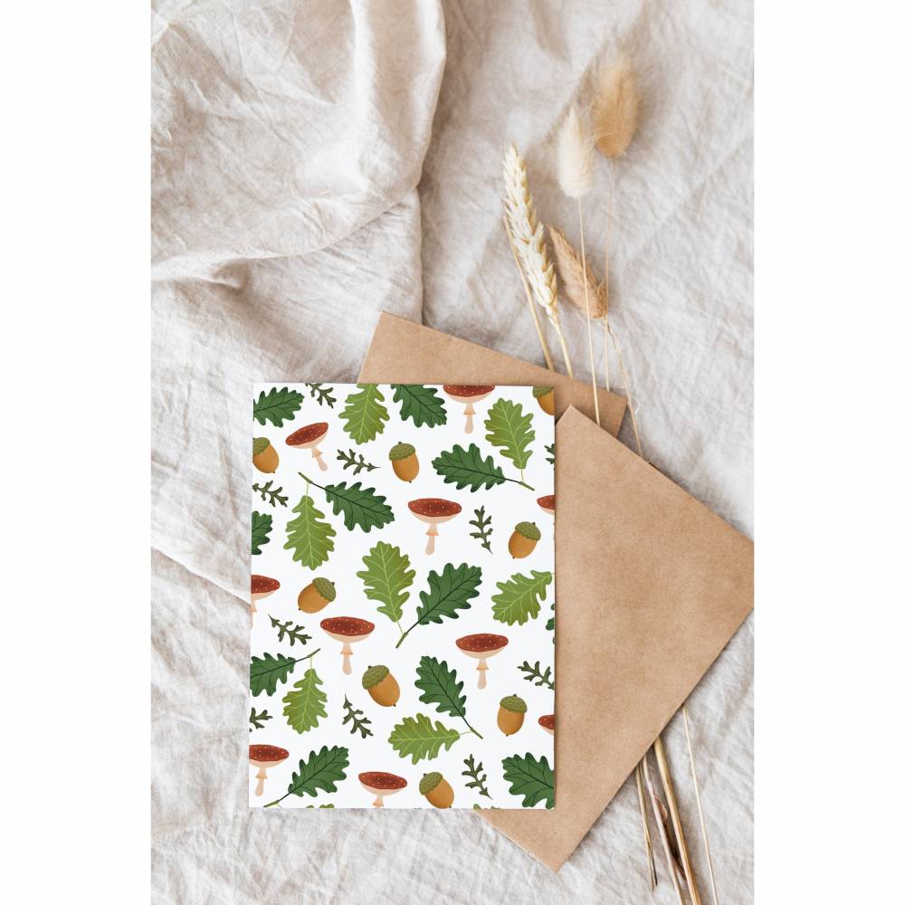 Postkarte Herbst Pattern Herbstliche Grußkarte Pilze - Illustrationen Herbst als Dankeskarte - Illustration Herbst Karte Bild 9