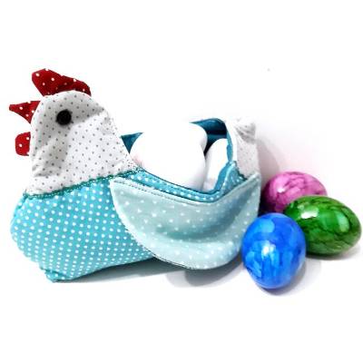 Eierwärmer Stoffhuhn, Osterhuhn Eierkorb