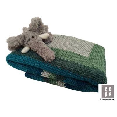 Babydecke gehäkelt grün extra soft Kinderwagendecke Kuscheldecke