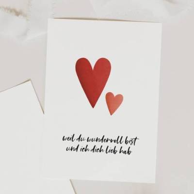 Postkarte Herz Liebe "weil ich dich lieb hab" - A6 Postkarte für Freundin, Mama - Karte Liebe