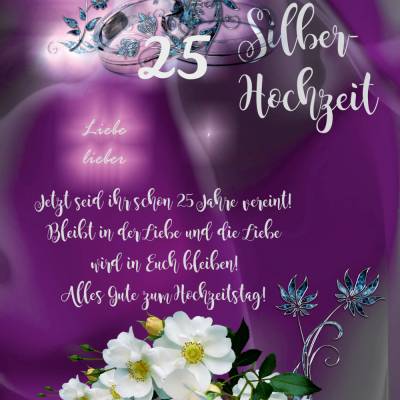 Karte Glückwünsche zur Silber - Hochzeit, 25. Hochzeitstag