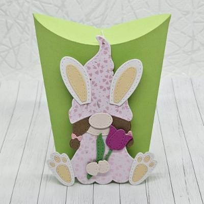 Geschenkbox Ostern mit Hasenwichtel rosa/weiß – originelle Osterverpackung
