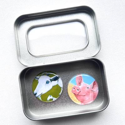 2 Magnete in der Box, Kühlschrankmagnet, Küche, Rezepthalter, witzige Magnete, Button Magnete, runde Magnete, Geschenk Büro,kleines Geschenk