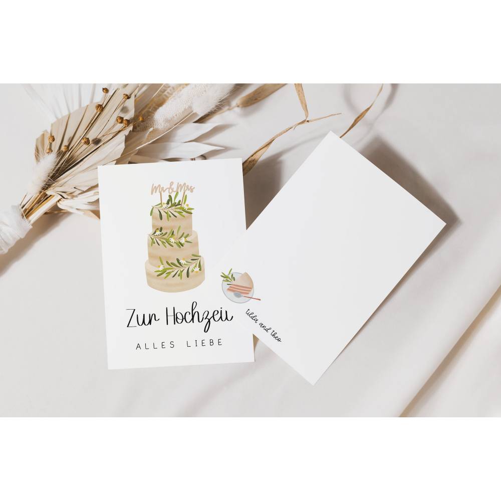 Postkarte Hochzeit Glückwünsche Hochzeitstorte - A6 Hochzeitskarte Hochzeit - Glückwünsche zur Hochzeit - Postkarte Tort Bild 8