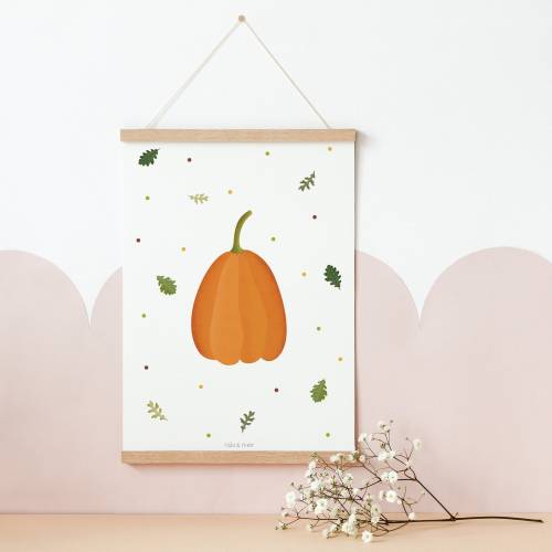 Poster Herbst Kürbis Kunstdruck Pumpkin - Wanddeko Herbst - Kinderposter Herbst - Kürbis Poster - Geschenk Herbst