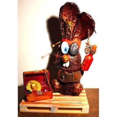 Osterhase PIRAT handgefertigte Künstler-Figur Osterdeko Geschenk für Piraten-Fans Geldgeschenk