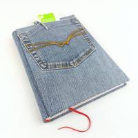 Notizbuch, Jeans Upcycling, DIN A5, 300 Seiten, Recycling-Papier, Tagebuch