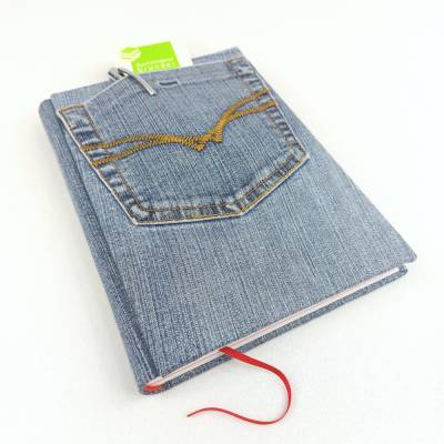 Notizbuch, Jeans Upcycling, DIN A5, 300 Seiten, Recycling-Papier, Tagebuch