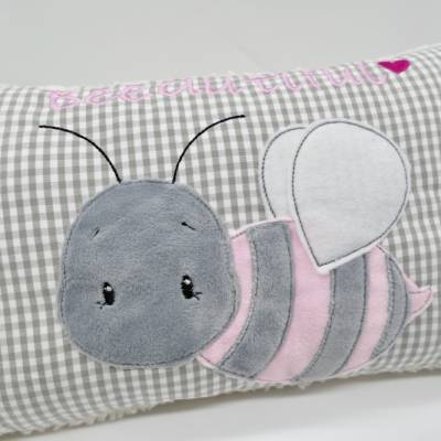 Biene Hummel Kuschelkissen Wunschnamen Taufkissen Geburtskissen - Schmusekissen Kissen mit Namen