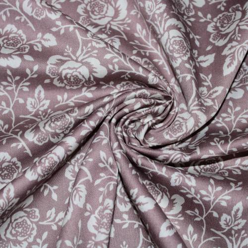 15,70 EUR/m Dirndl-Stoff Blumen creme auf beige Baumwollsatin