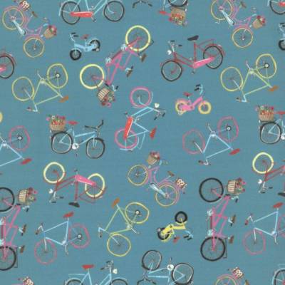 Westfalenstoffe Capri Münster blau bunte Fahrrad 100% Baumwolle Webware Webstoff