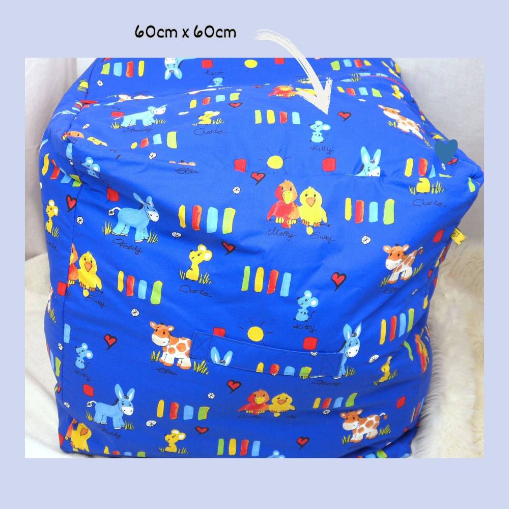 Sitzkissen für Kinder, Sitzsack, Spielzeug Aufbewahrung, Kinderzimmer Organisation, Teddybären-Stauraum