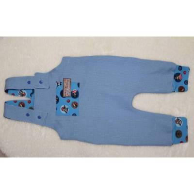 Baby Latzhose Gr. 68/74 - Waffeljersey blau Piraten