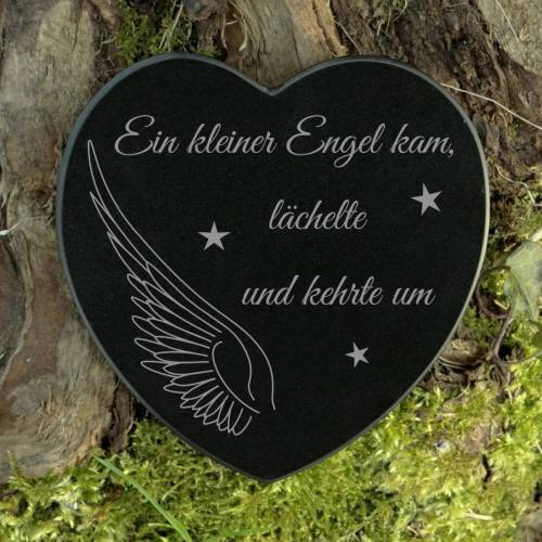 Grabdekoration Gedenkstein Herz Grabschmuck Marmor Engel Sternenkinder Gravur