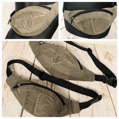 Braune Bauchtasche, Hüfttasche, Textil Upcycling