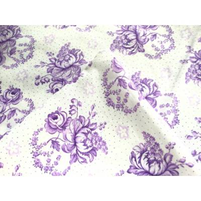  Vintage Kissenhülle mit Lila Rosenmotiven aus den 50er Jahren