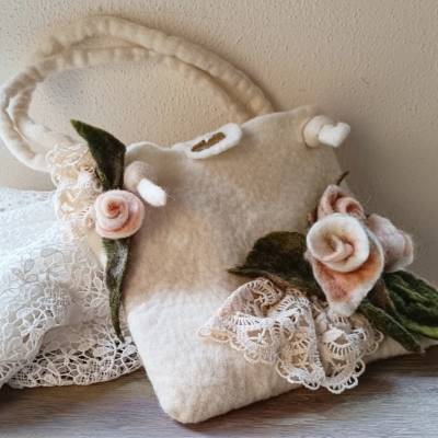 elegante Filztasche, Handtasche romantisch