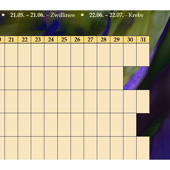Ewiger Kalender - Geburtstage auf einen Blick mit Sternzeichen PDF – DIN A4 zum Ausdrucken Bild 2