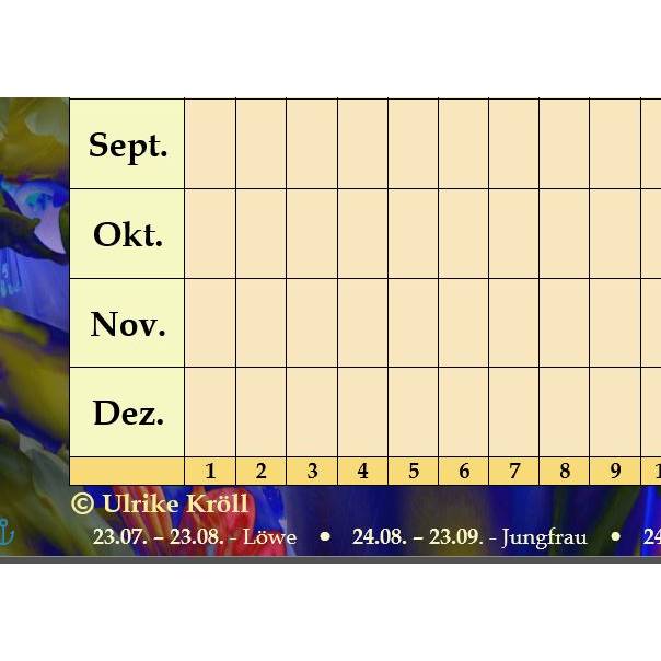 Ewiger Kalender - Geburtstage auf einen Blick mit Sternzeichen PDF – DIN A4 zum Ausdrucken Bild 3