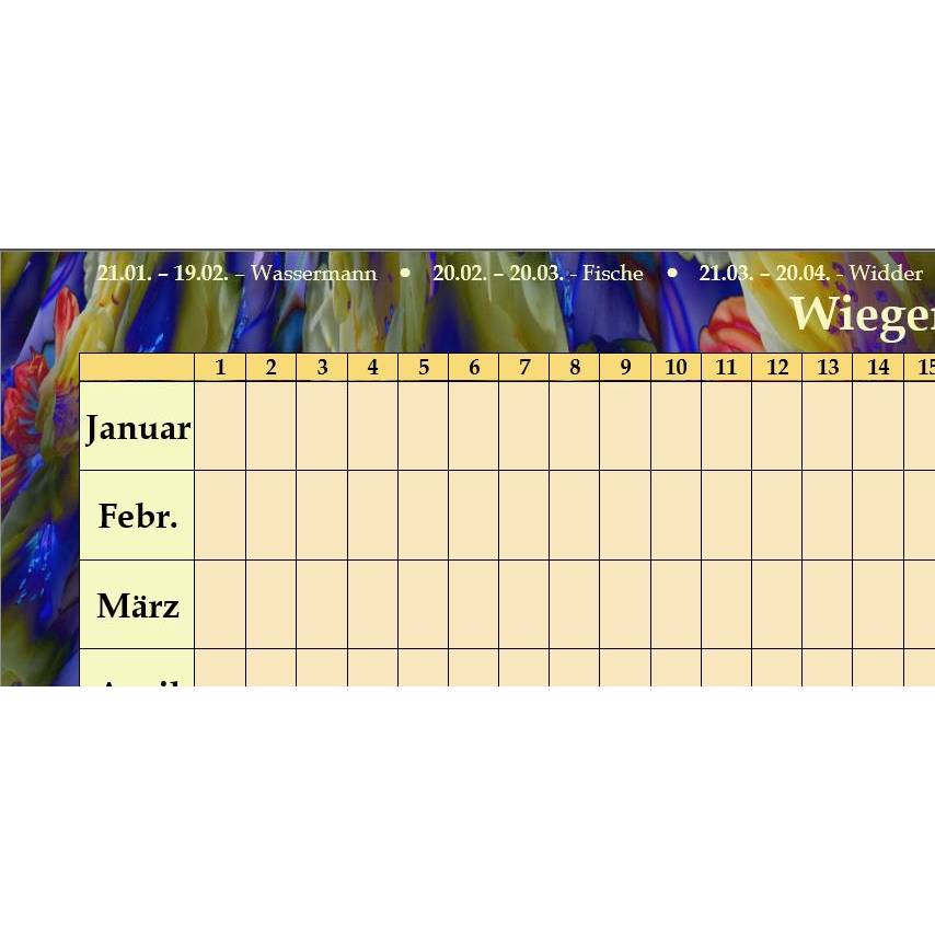Ewiger Kalender - Geburtstage auf einen Blick mit Sternzeichen PDF – DIN A4 zum Ausdrucken Bild 4