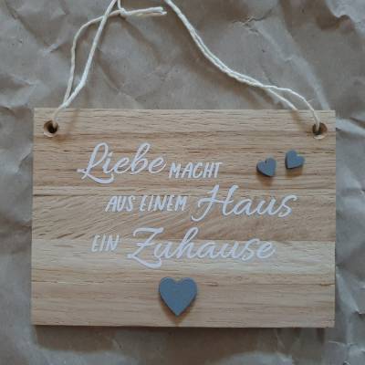 Geschenk zum Einzug/ Holzschild Familie, Schild aus Klötzchen/ Familie/ Zuhause/ Deko/ Dezent Minimaldeko/Mit