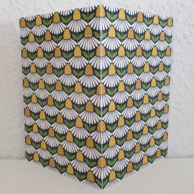 Notizheftchen Retro-Gänseblümchen auf Dunkelblau, DIN A6 Notizheft blanko, Paperback mit Softcover