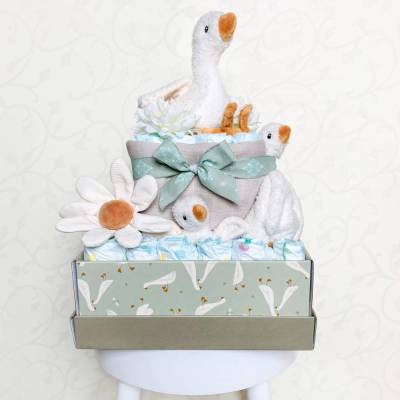 Windeltorte Gans neutral grün zur Geburt