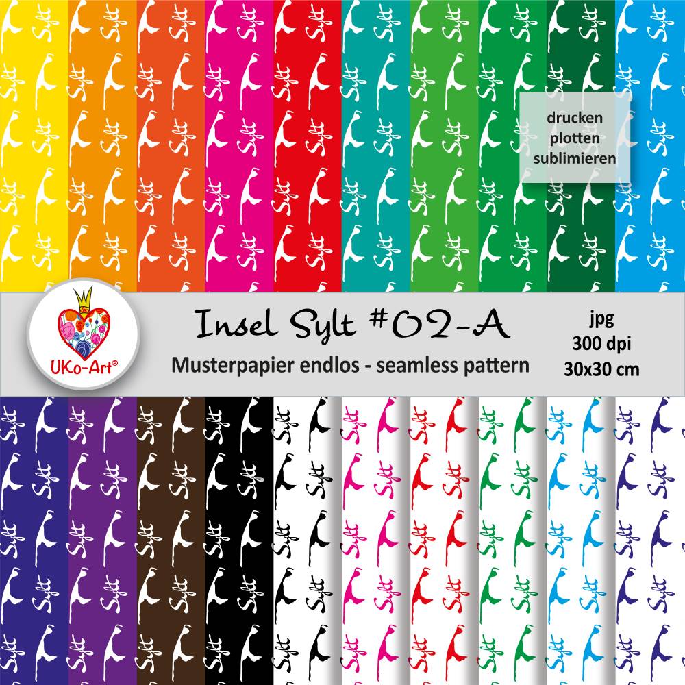 Endlosmuster Insel Sylt #02 A für Digipapier Nahtlosmuster Scrapbook Stoffdesign, drucken plotten sublimieren Bild 1