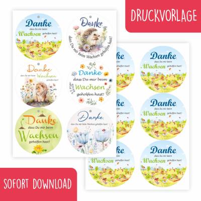 SOFORT DOWNLOAD - Anhänger Abschiedsgeschenk Erzieher Danke, dass ... wachsen geholfen hast