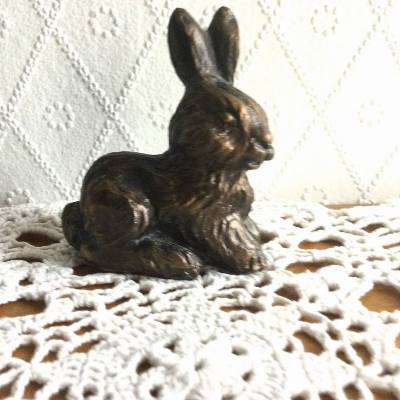 Vintage Hase aus massiver Bronze fein ziseliert aus den 70er Jahren