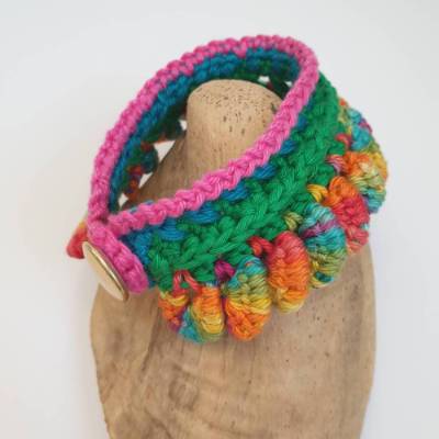 Buntes Häkelarmband im Boho Style – Textilarmband & Armrock, Unikat