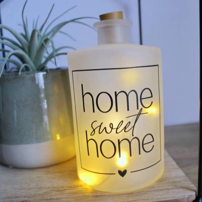 Flaschenlicht "Home" aus der Manufaktur Karla