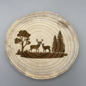Wandbild aus Baumscheibe mit Motiv