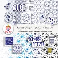 "Schobbepetzer Hessen" Geripptes Bembel Apfelwein Äppler Plotterdatei, Endlospapier Digipaper Digistamps