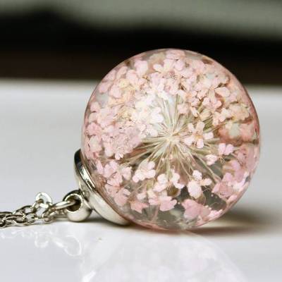 Kette Dillblüten Gießharz gepresste wilde Möhre Blüten Schmuck als florales Geschenk