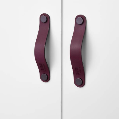 Ledergriffe Purple Serie "Arc" handgefertigte Möbelgriffe Lila Violett / Schrankgriffe in 30 Farben