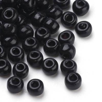 20 Gramm * Rocailles * Glasperlen  * Opak  * 4x3 mm * 0/6 * Schwarz * A9-0236