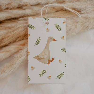 Geschenkanhänger Gans Kindergeburtstag Gänse / Ente - 6x A7 Geschenkanhänger für Kinder Frühling Wiese Gans Geschenk 
