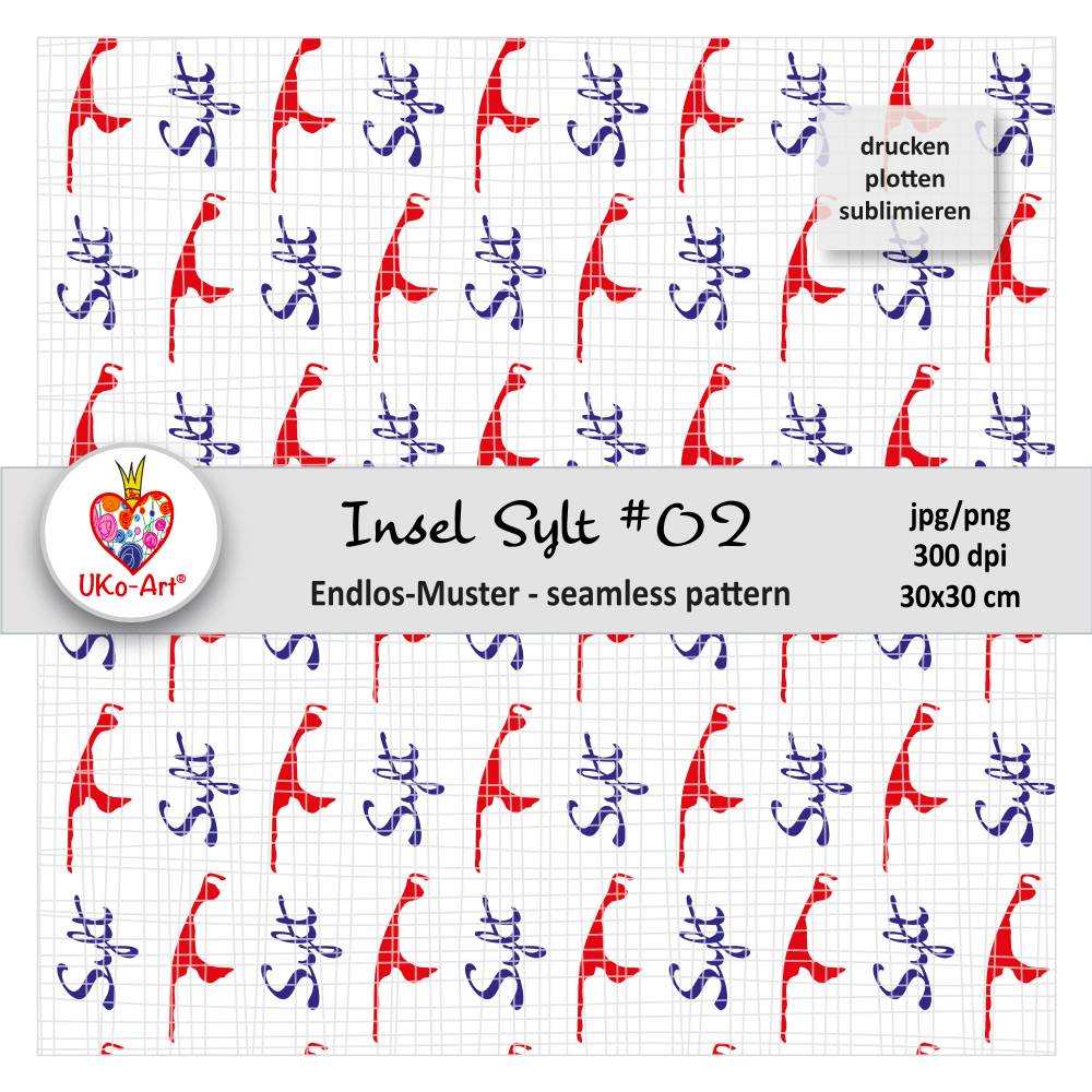 Endlosmuster Insel Sylt #02, Digipapier Nahtlosmuster Scrapbook Motivpapier Stoffdesign, drucken plotten sublimieren Bild 1