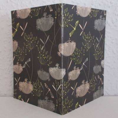 Notizheftchen Grasschirme mit Libellen, DIN A6 Notizheft blanko, Paperback mit Softcover