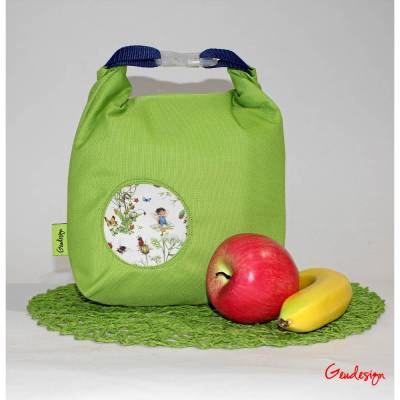 Thermo-Frühstücksbeutel Blumenelf groß mit Gucklochapplikation & Griff – isoliert & wasserabweisend